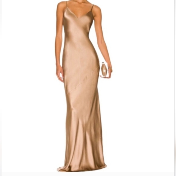 L'AGENCE Dresses & Skirts - L'AGENCE‎ Akiya Satin Slip Dress Coco Brown Bias Cut Midi XS Tall